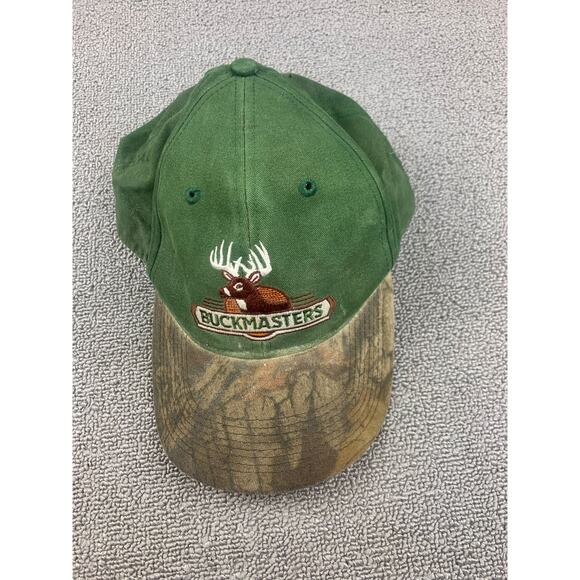 Vintage Buckmasters One Size Green Camo Hunting Deer Hat Adjustable Cap - Picture 1 of 7